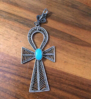 CROCE IN ARGENTO PIETRA NATURALE FILGRANA SILVER CROSS FILIGREE  NATURAL STONE