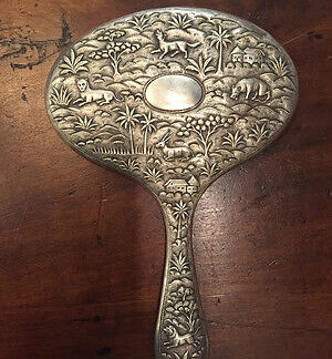 SPECCHIO ARGENTO INDIA   SILVER MIRROR 1900 INDE