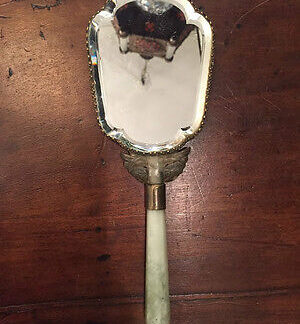 SPECCHIO OTTONE  E PIETRA NATURALE 1900  BRASS AND NATURAL ROCK STON MIRROR 1900