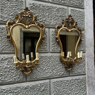Specchiera antica dell’900 Wood antique mirror With Lamps