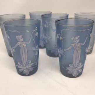 Set 06 Bicchieri Dipinti A Mano Inglesi 1930 English Glass Water