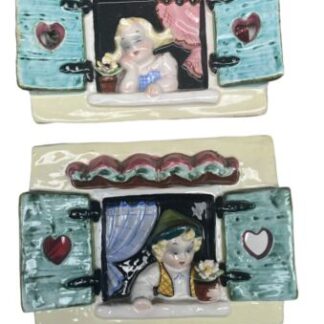 piastre ceramica vintage Tosin La Freccia Italy midcentury boy and girl