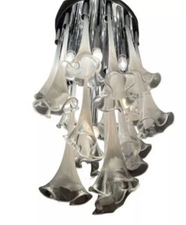 Lampadario anni 70 Venini “ Calle “ in vetro e metallo – Murano glass Lighting