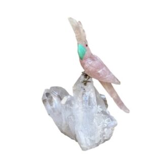 sculpture parot quarzo rosa pappagallo