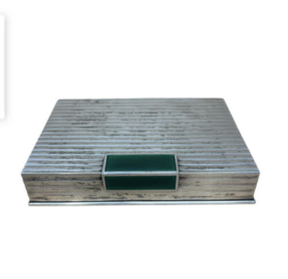 Midcentury Silver Box Emerald Playing Cards Scatola Carte Da Gioco