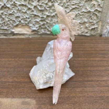 sculpture parot quarzo rosa pappagallo - immagine 6