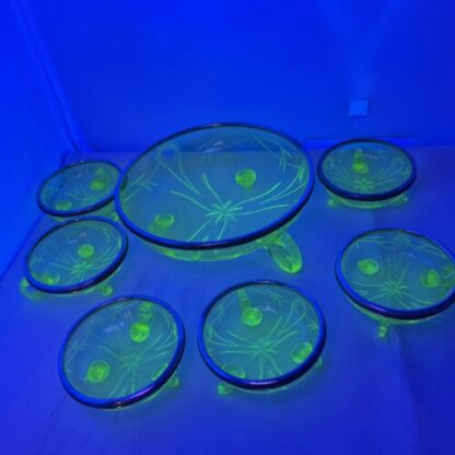 SET MACEDONIA GLASS SILVER URANIUM GLASS ARGENTO