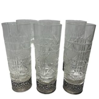Glass Silver Crystal 1950 Midcentury Bicchieri Argento