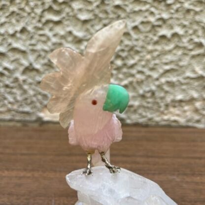 sculpture parot quarzo rosa pappagallo - immagine 12