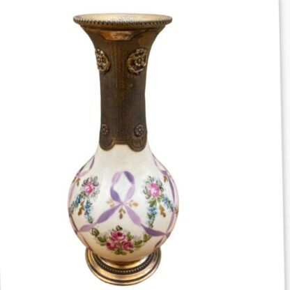 vaso Sevres France silver antique flowers