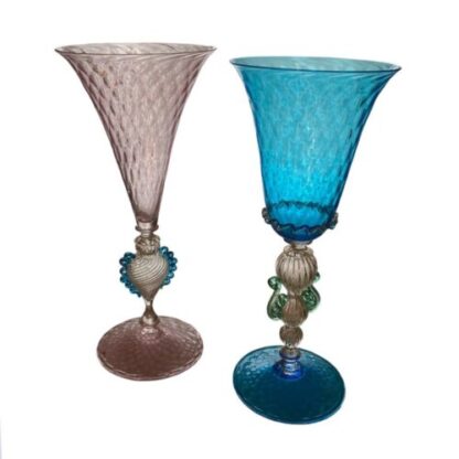 calice Venezia murano antique glass Tipetto  Midcentury Murano Glass