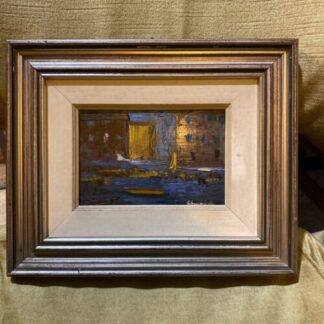 Quadro olio Guglielmo Grubissa oil on canvas Sunset Mare Sea