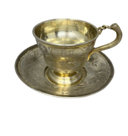 Tazza con piattino antico in argento  Antique Cup Silver Russian