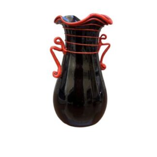 Fratelli Toso Vaso nero con anse a nastri Murano Glass