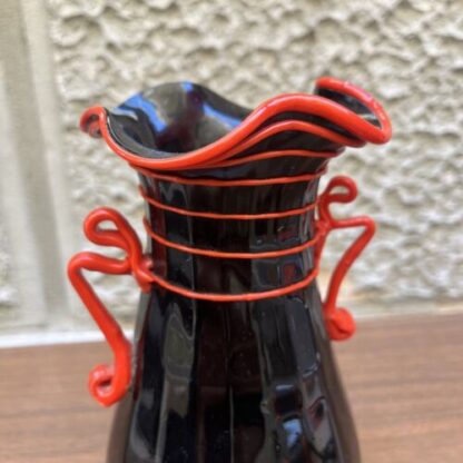 Fratelli Toso Vaso nero con anse a nastri Murano Glass - immagine 4
