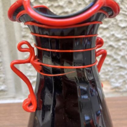 Fratelli Toso Vaso nero con anse a nastri Murano Glass - immagine 8