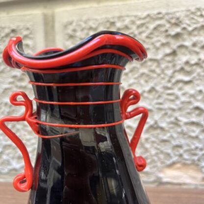 Fratelli Toso Vaso nero con anse a nastri Murano Glass - immagine 13