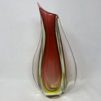 red sommerso Flavio Poli  per Seguso Midcentury Vaso Sommerso Seguso 1958