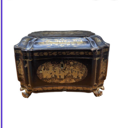 Black Lacquered Wood Tea Box - China 1900 Scatola Antica