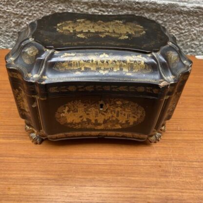 Black Lacquered Wood Tea Box - China 1900 Scatola Antica - immagine 3