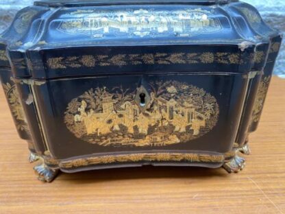 Black Lacquered Wood Tea Box - China 1900 Scatola Antica - immagine 9