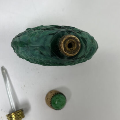 Bottiglia profumata Glass ceco Art Deco Malachite di Boemia  Bottle Parfum - immagine 6