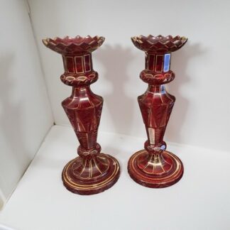 Biedermeier Glass Candelabra Candelabri Austria Antique