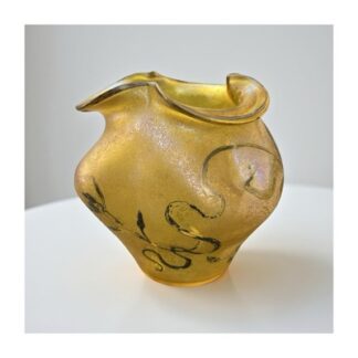 Vintage Loetz Art Nouveau Yellow Iridescent Vaso Vetro